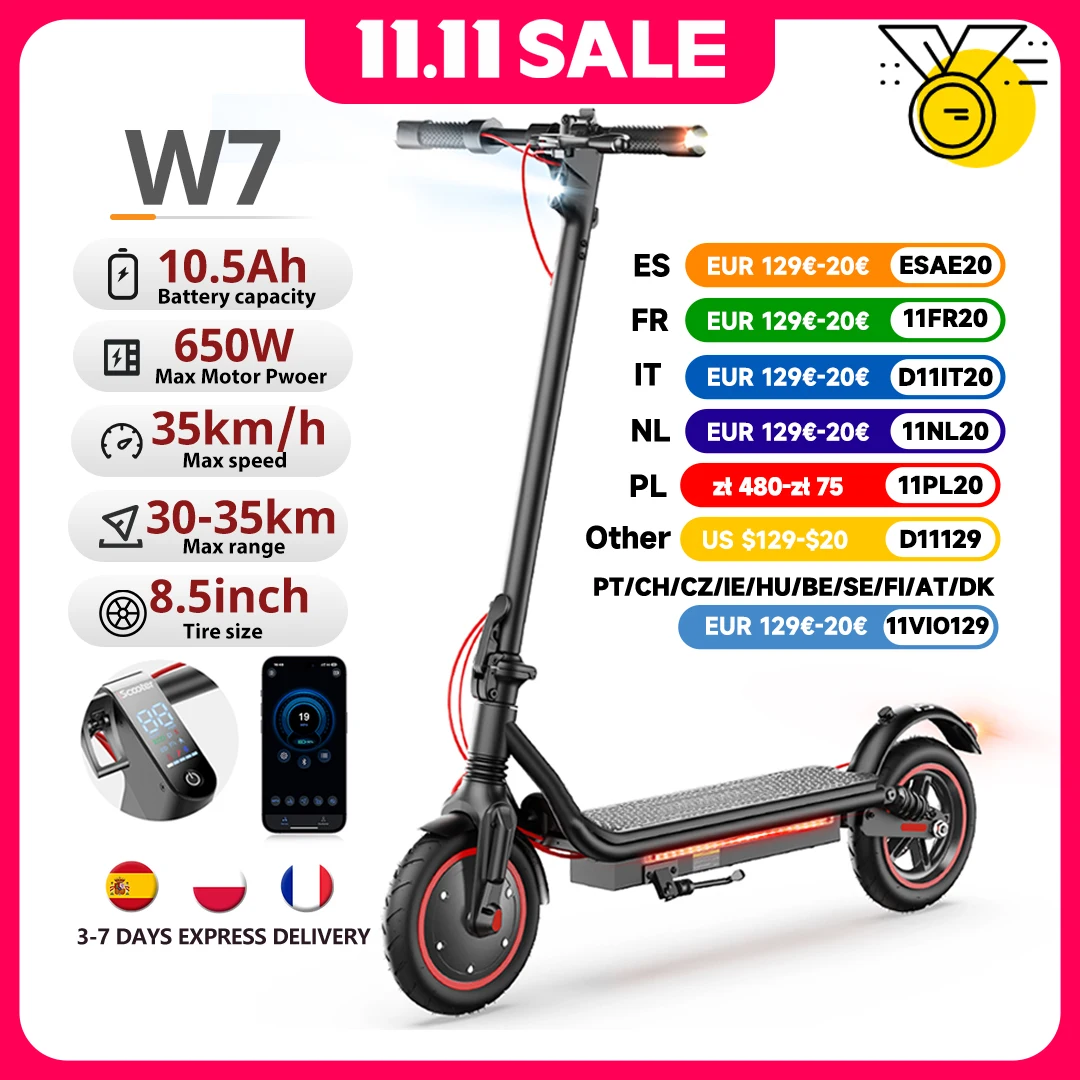 iScooter W7 elektromos roller 650W 36V