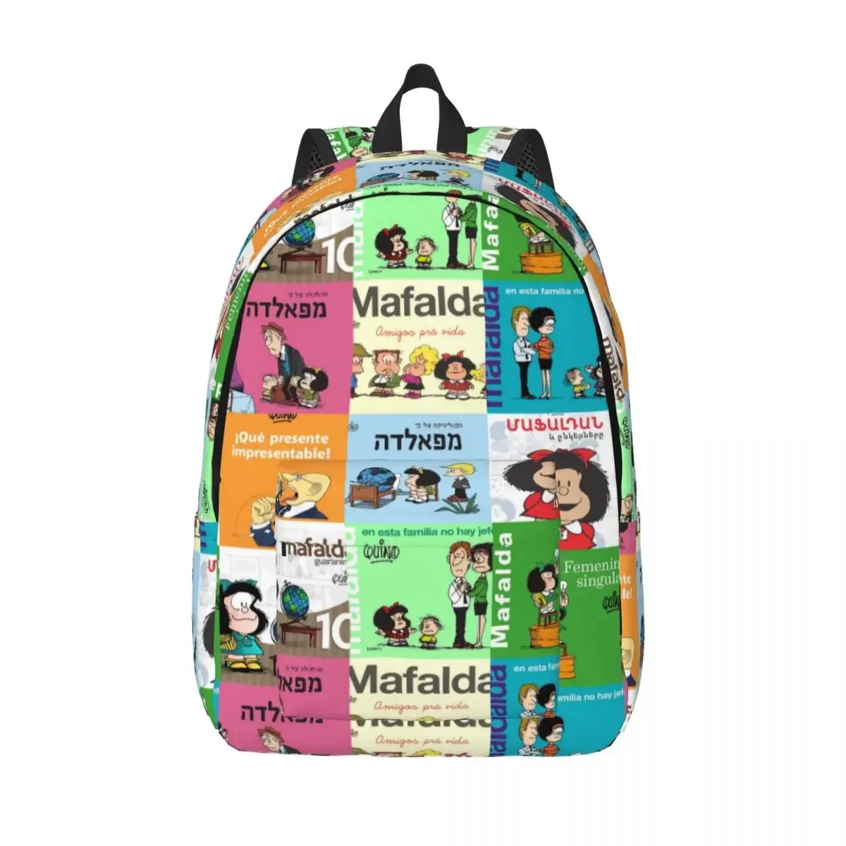 Anime Plaid Mafalda for Teens Student School Bookbag Daypack Middle High College Hiking