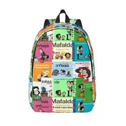 Anime Plaid Mafalda for Teens Student School Bookbag Daypack Middle High College Hiking