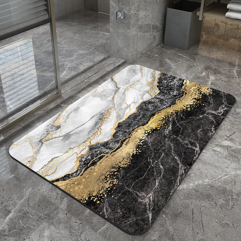 Super Absorbent Bathroom Mat Quick Drying Bath Rug Non-slip Entrance Doormat Toilet Home Decor Floor Mats