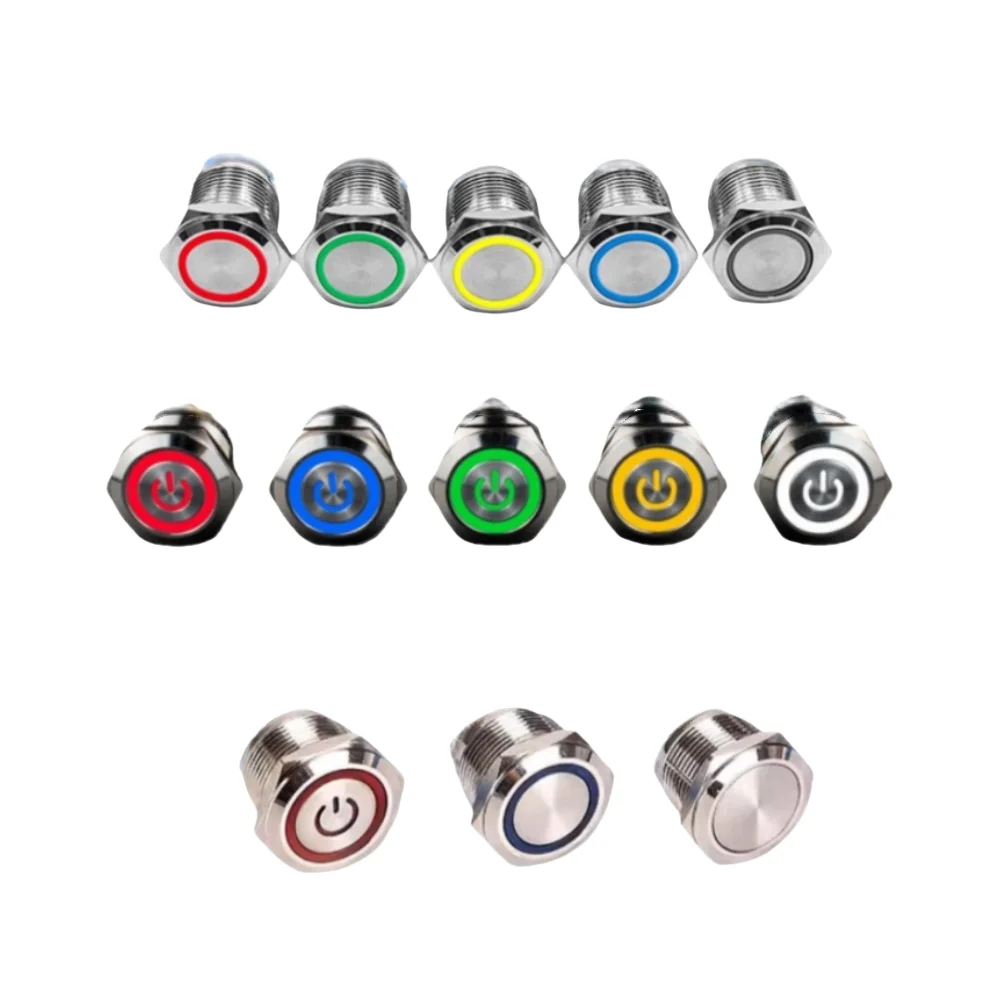 12mm self resetting metal button switch flat round head high flat round head suitable for computer startup power button modifica
