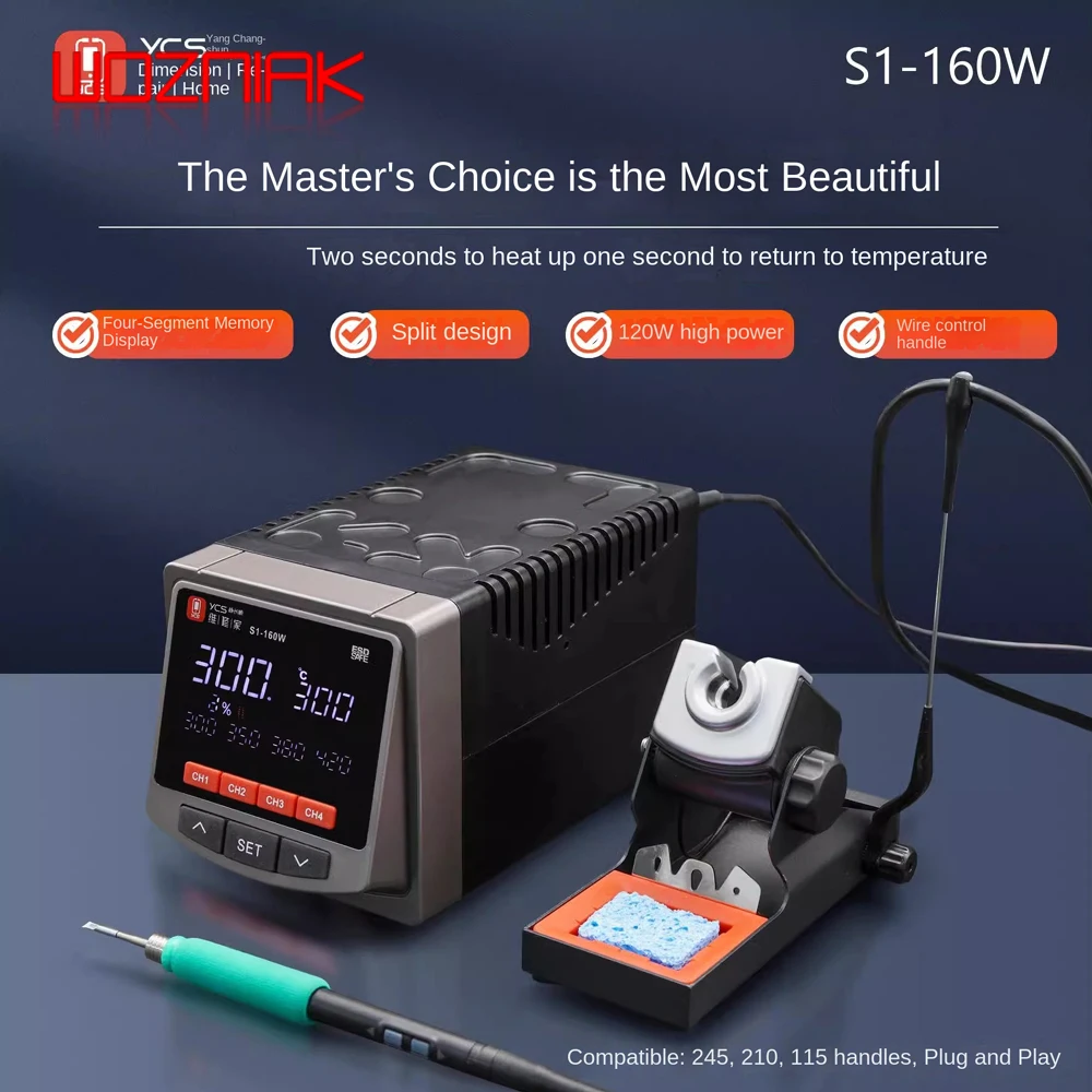 YCS S1-160W Automatic Sleep Soldering Iron Soldering Station Compatible with 245/210/115 for Repair Welding Station 120W