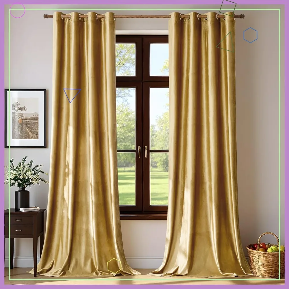 

Velvet Blackout Curtains 108 inch Length for Living Room Bedroom Set of 2 Panels