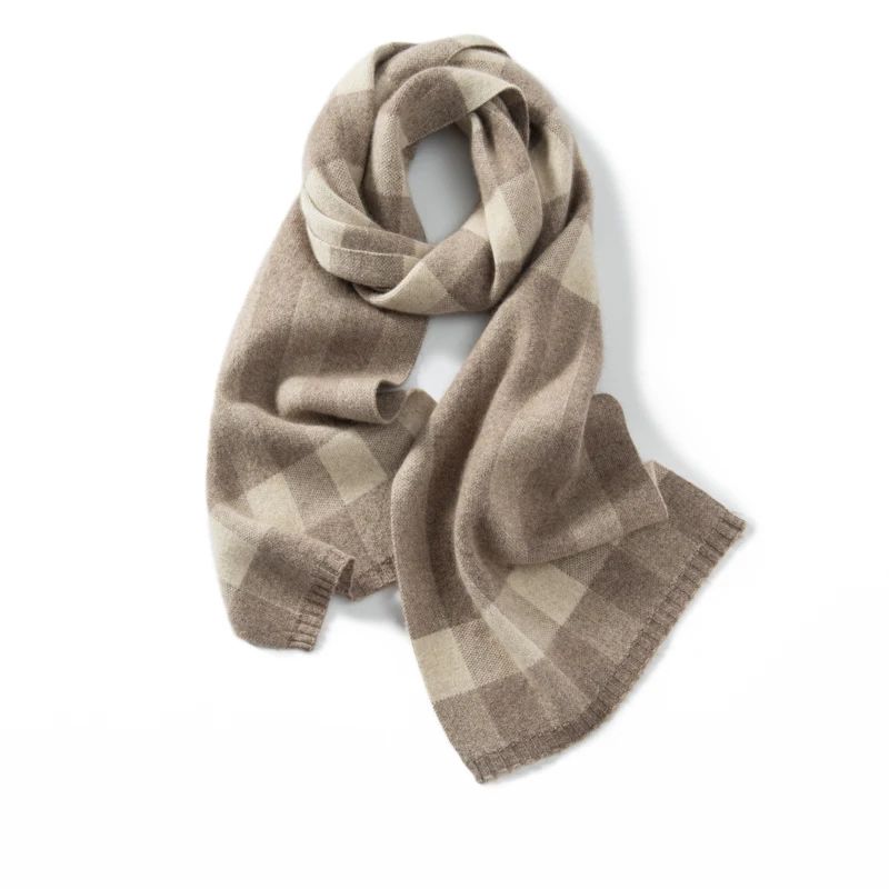 KOIJINSKY Check Plaid Knit Cashmere Scarf 180×30cm Color Block Grid Neck Wrap, Soft Warm Lattice Knitted Scarf For Women Autumn