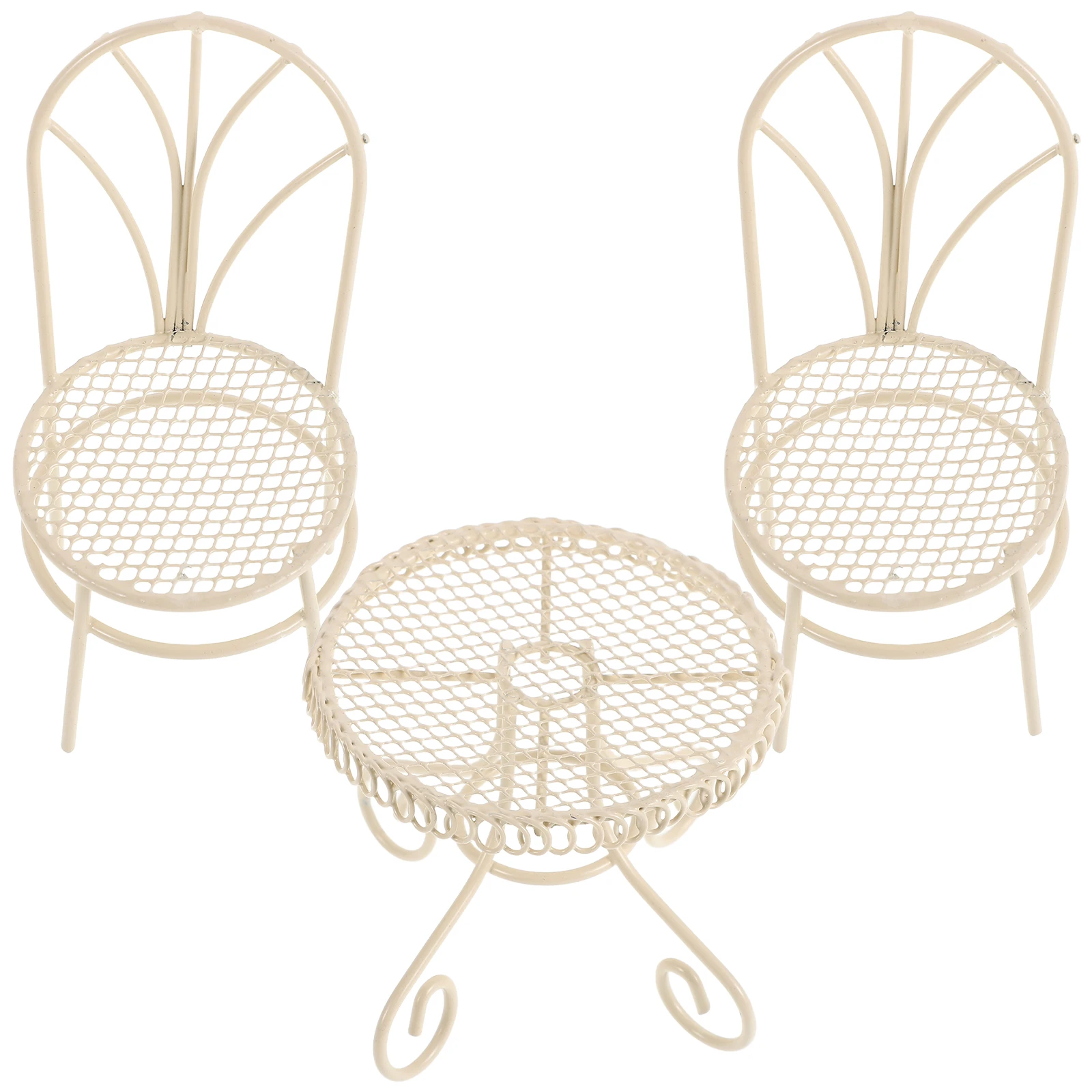 1 Set Miniature Table Chairs Set Mini Dollhouse Garden Furniture For Home Decor Landscape Simulation Display Tiny Office Prop