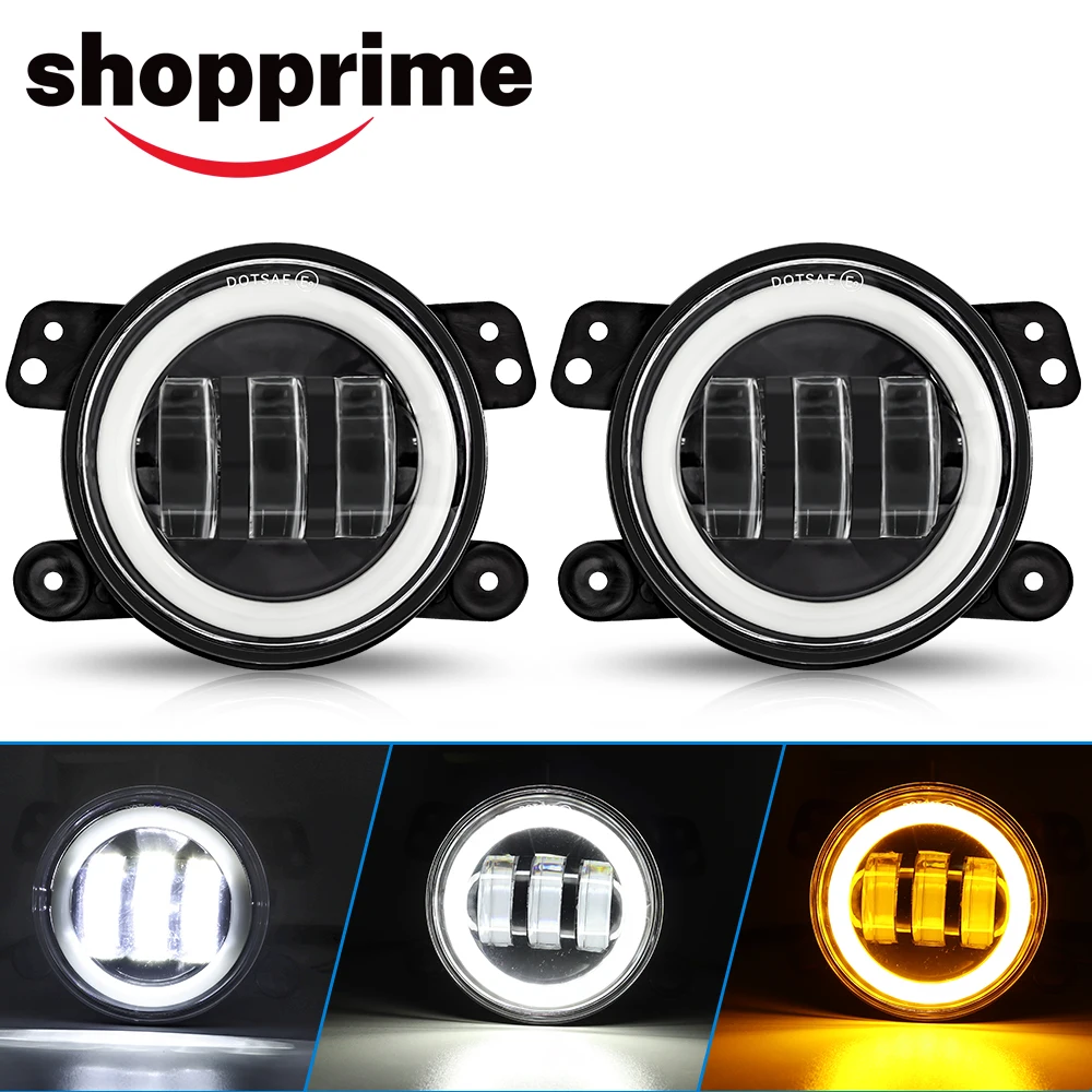 

4 Inch LED Fog Lights With Halo Ring DRL Turn Signal Lamp For Wrangler JK TJ LJ Dodge Chrysler Car Accessories Fog Lamp assembly