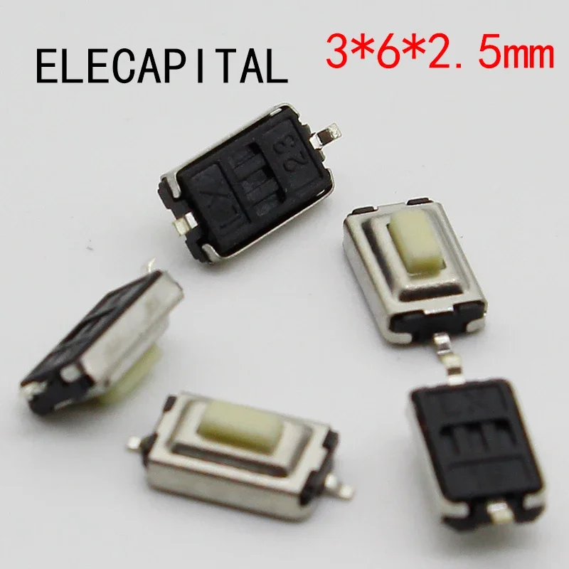 50pcs/lot SMT 3x6x2.5MM 2PIN Tactile Tact Push Button Micro Switch G73 Self-reset Momentary Free Shipping