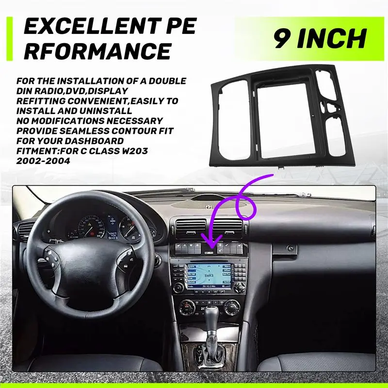 Exquisite Car Radio Fascia For Benz C CLASS W203 02-04 DVD Stereo Frame Plate Adapter Mounting Dash Installation Bezel Trim Kit