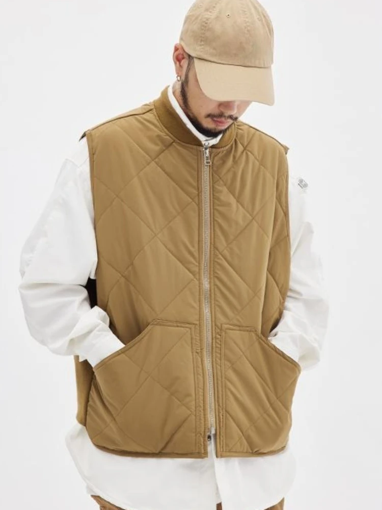 

Мужской клетчатый хлопковый жилет в японском стиле, повседневная теплая зимняя многослойная верхняя одежда, модные городские модные осенне-зимние жилеты для мальчиков для мужчин