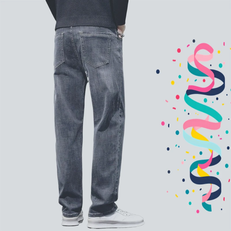 Grote maat Slijtvast Werk Los Recht Casual 2025 Lente Jeans Heren Casual elastische broek 1/2 stuk herenjeans