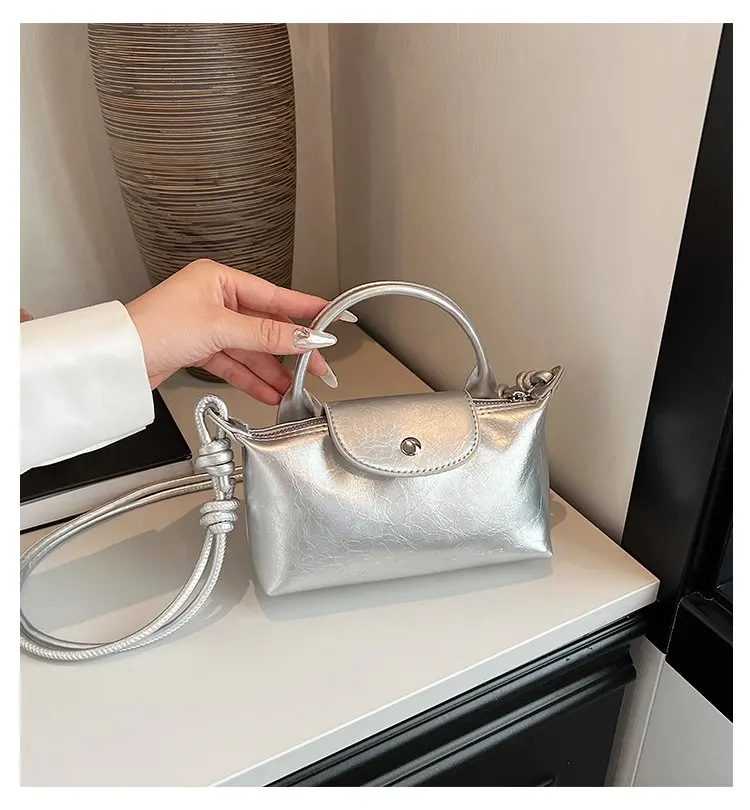 YOUDEYISI summer mini silver women\'s bag 2024 new versatile texture shoulder messenger bag soft waxy handbag dumpling bag