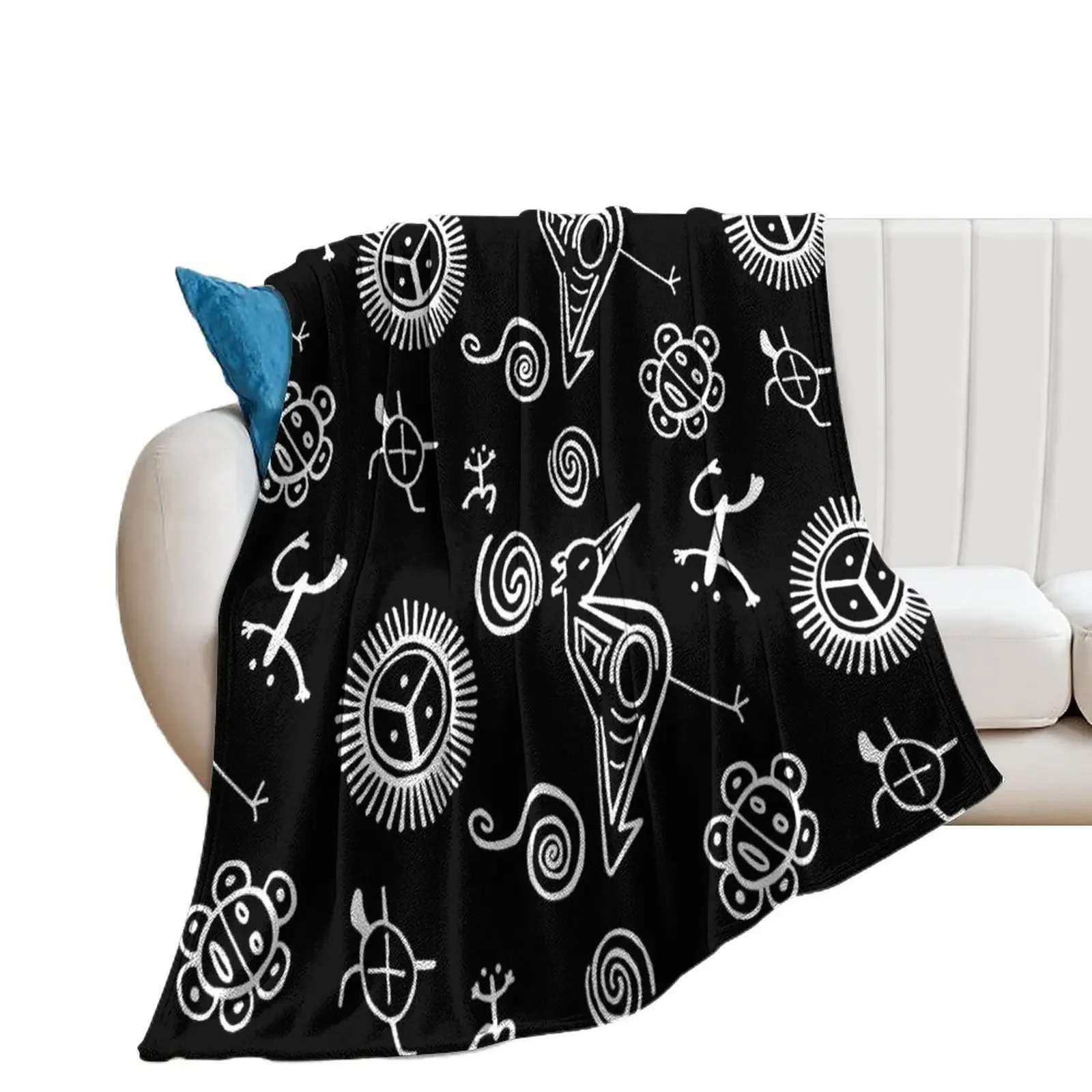 Taino Symbols | Black and White Taino Art Throw Blanket Soft For Baby cosplay anime Blankets