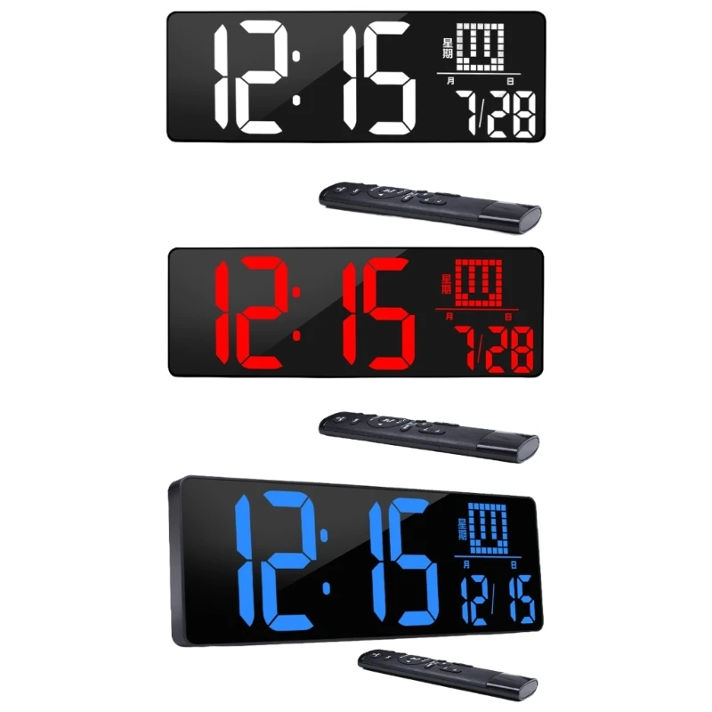 

Large LED Digital Wall Clock With Remote 16.5in Display For Temperature, Date, And Gym Timer Digital Clocks