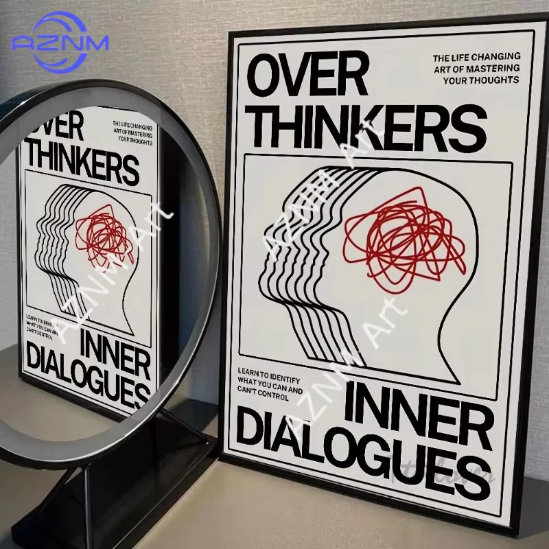 

Modern Abstract Open Your Mind Blue Waves Poster Paper Print Home Bedroom Entrance Bar Cafe Art Painting Decoration