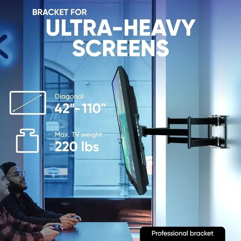 Heavy-Duty Swivel TV Wall Mount for 42-110 Inch TVs, Supports up to 220 lbs, Long Reach Arm, VESA 800x600, Black