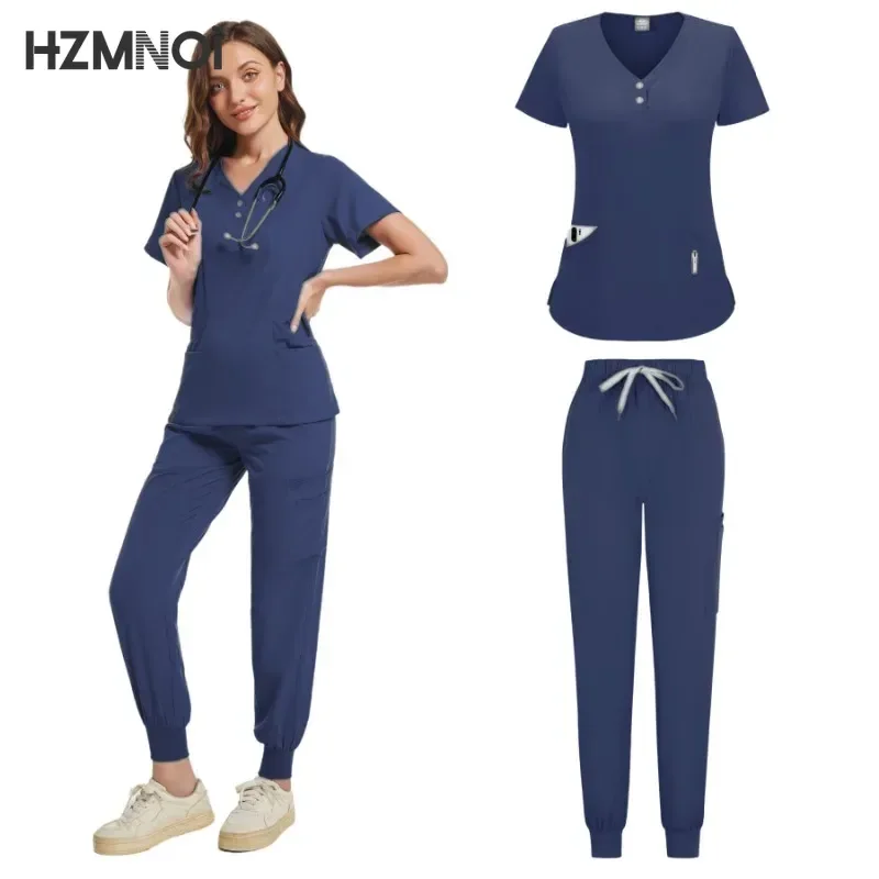 Verpleegkundige Scrubs Vrouwen Klinische Uniformen Verpleegkleding Arts Kostuum Verpleging Scrub Sets Tandarts Werkkleding Korte Mouw Tops Broek