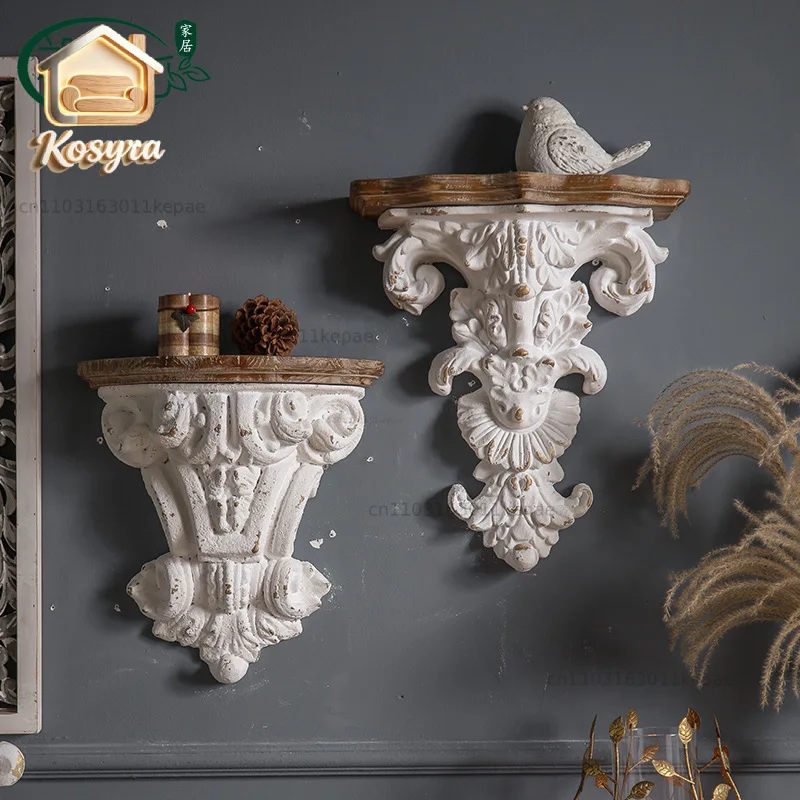 French Romantic Garden Embossed Wall Hanging Shelf Outdoor Garden Background Wall Landscape Decoration Shelf Living Room