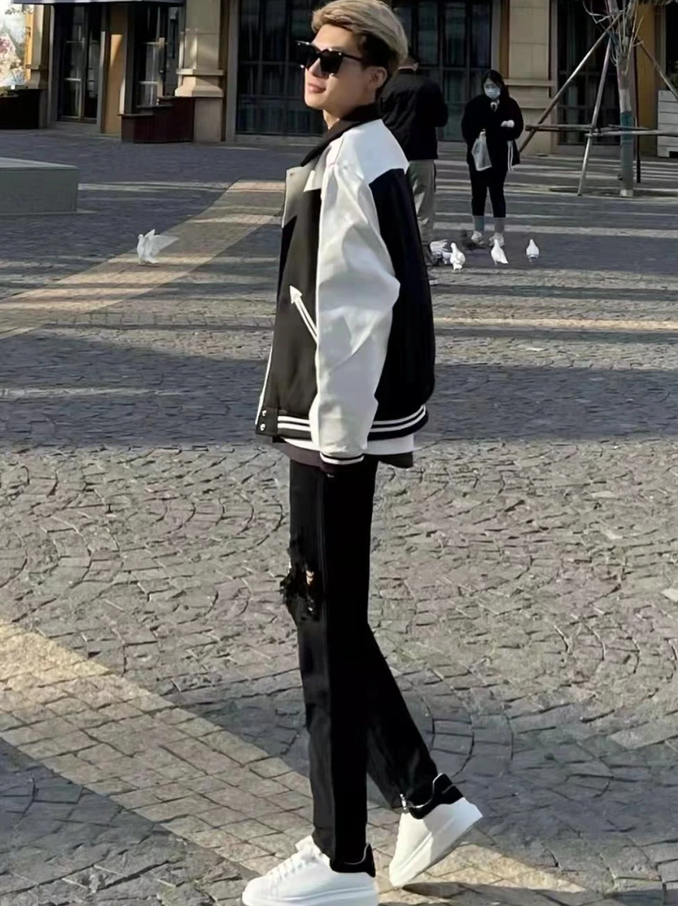 Pantalones vaqueros de moda con agujeros para hombre y mujer, pantalón largo informal Retro americano, mezcla de algodón y poliéster, calidez para todas las estaciones