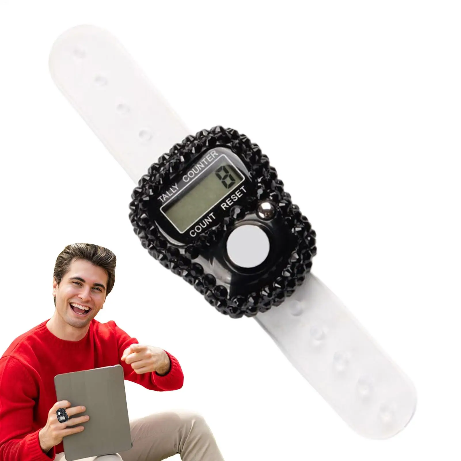 ABS Finger Tally Counter LCD Screen Number Counter Resettable Lap Record Ring Manual Knitting Row Tally Ring For Golfer Goods