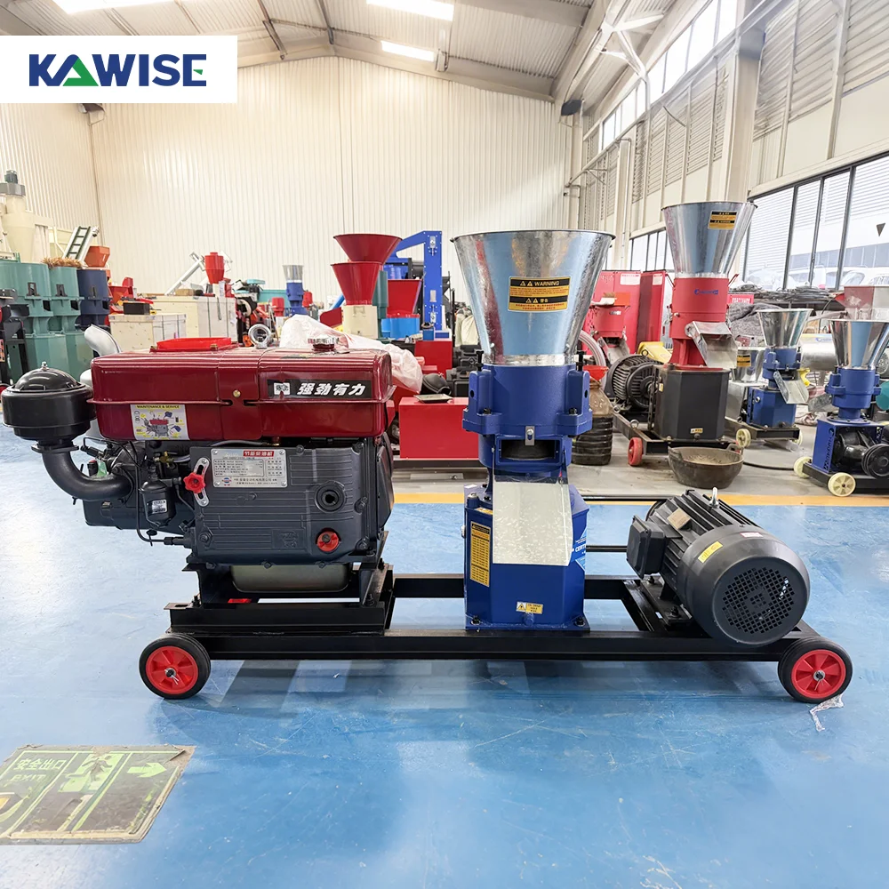AIROW High Output Dual Power Feed Pellet Machine Diesel Electric for Unstable Power Supply Farm Use