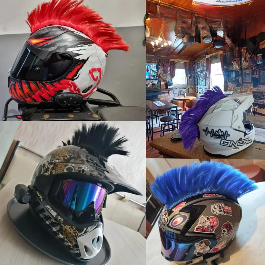 

Творческая личность, украшение для мотоциклетного электрического шлема, ирокез, парик, волосы, аксессуары для мотоциклетного шлема, наклейки, косплей, стиль