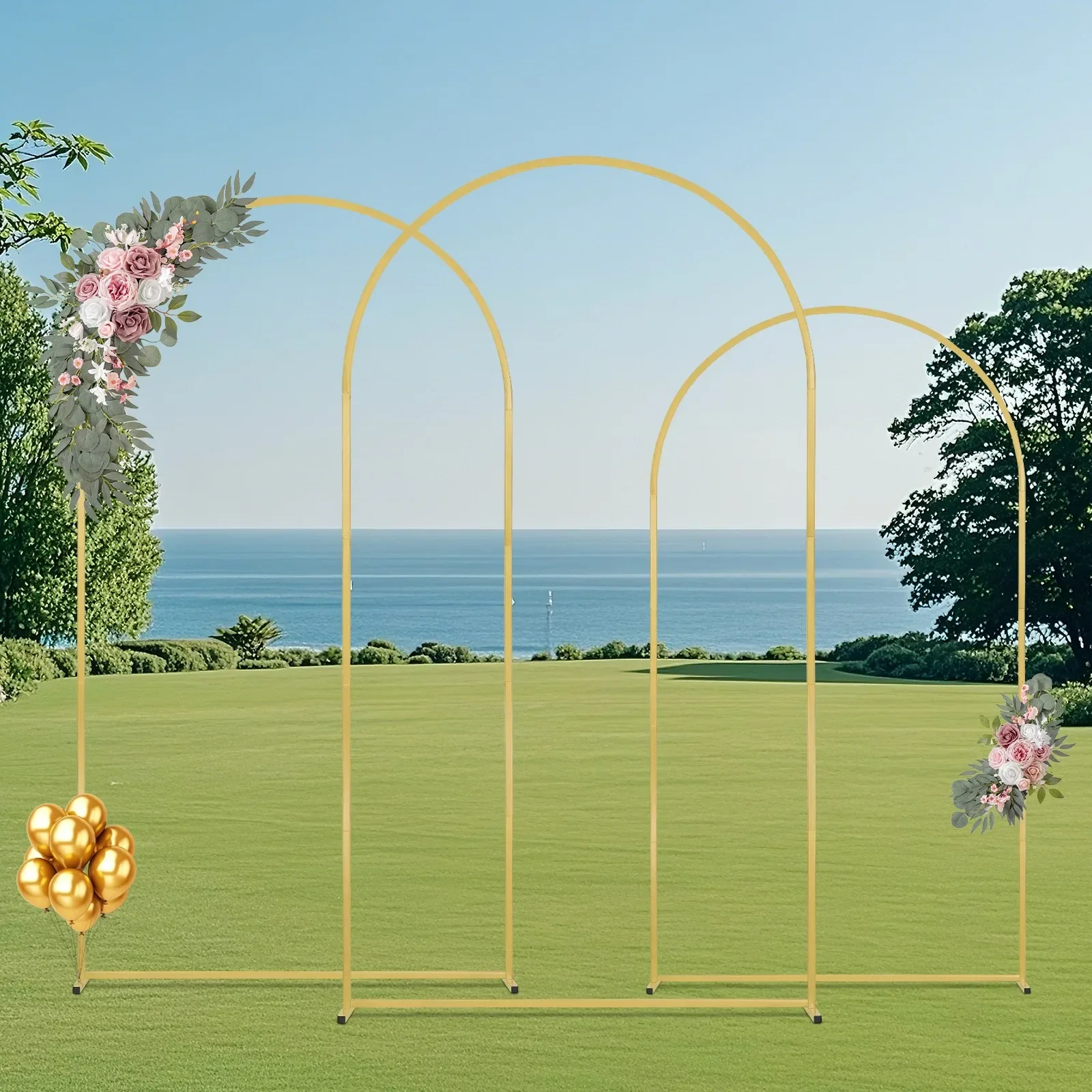 

Wedding Arch Backdrop 6.6ft 7.2ft 8ft Metal Stand Set of 3 with Case Connection