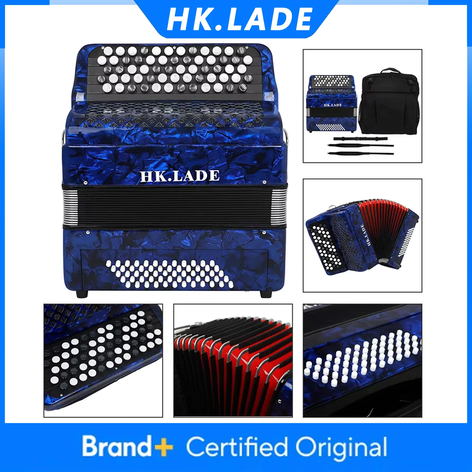 

Аккордеон HK.LADE AH-110, 62 клавиши, 60 басов, с сумкой и ремнем, профессиональный клавишный инструмент для выступлений