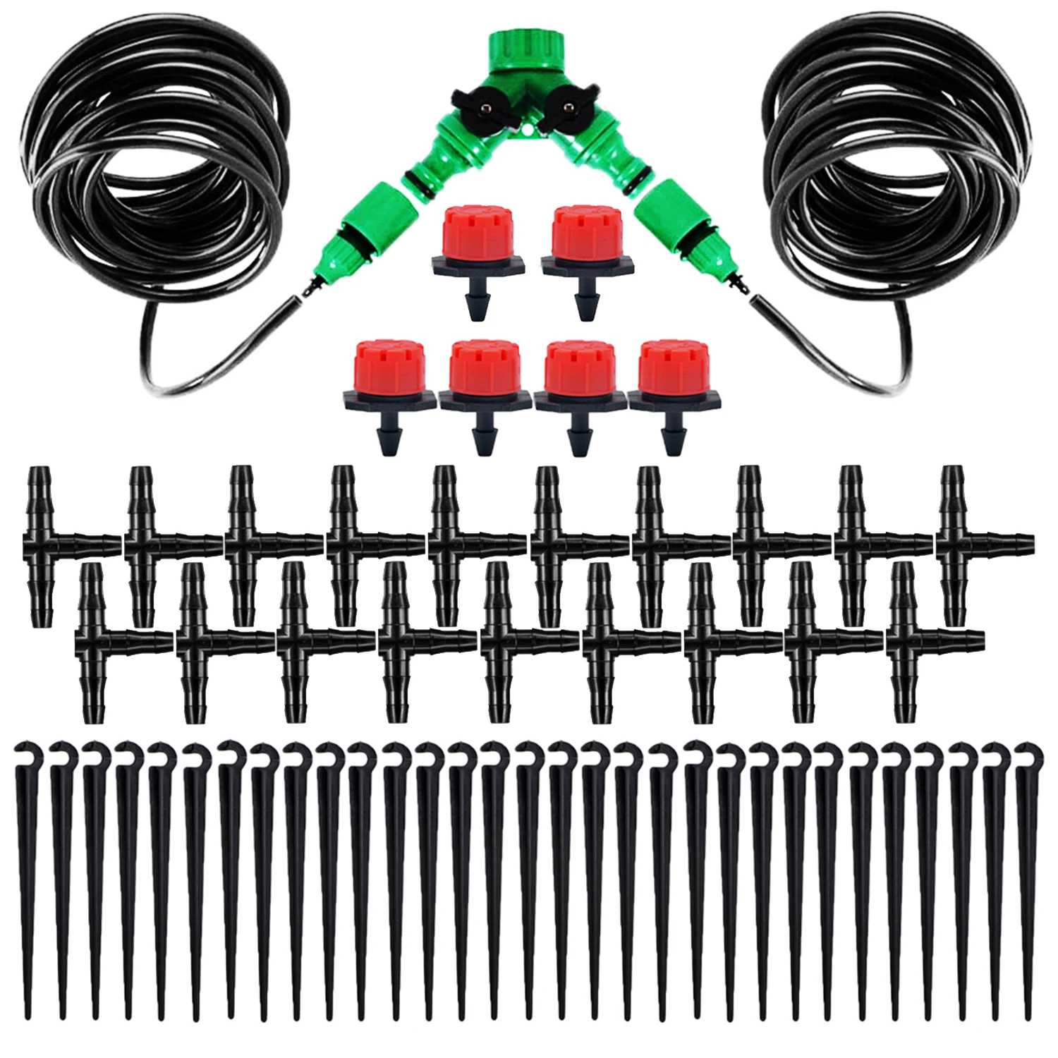 

20-50m DIY Watering Kits Drip Irrigation System Automatic Watering Garden Orchard 1/4" Hose Micro Drip with Adjustable Drippers