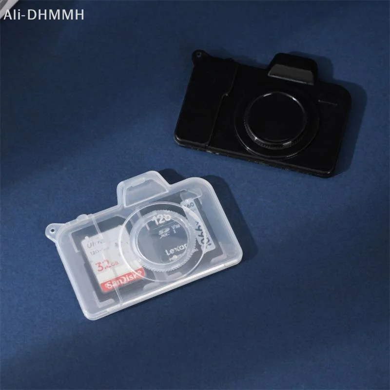 ZLinKJ 1/2pcs Camera-Shaped Compact Memory Card Holder Organizer Storage Box, Portable Electronic Accessories Card Case