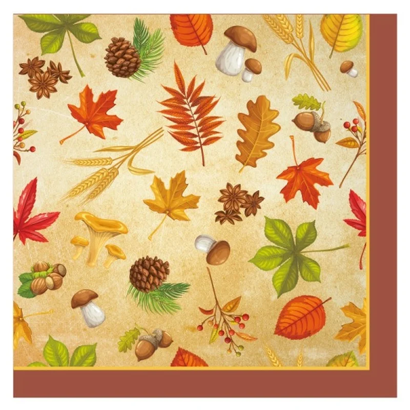 10 Sheets Thanksgiving Autumn Napkins Party Tableware Decoration Maple Pumpkin Disposable Tissue Paper Home Decorations