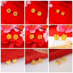 Butterly Flower Heart Star Moon Rose Clover Stud Earrings for Women Gold Color Wedding Party Daily Earrings Jewelry Wholesale