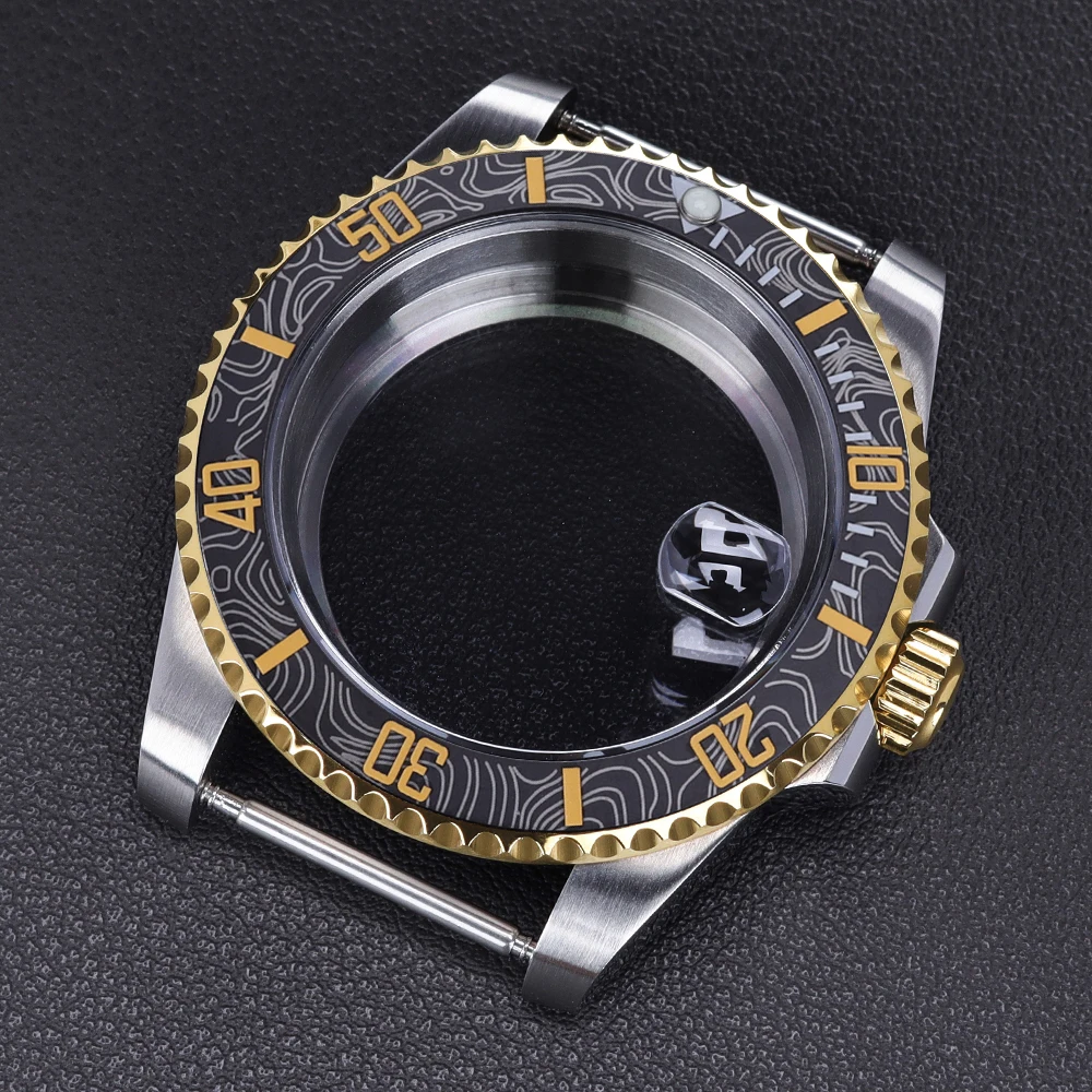 40mm Men's 200M Diver Watch Case Sloping Bezel for NH35 NH36 NH34/38 Miyota8215 ETA2824 Movt GMT Submariner Case Sapphire Glass