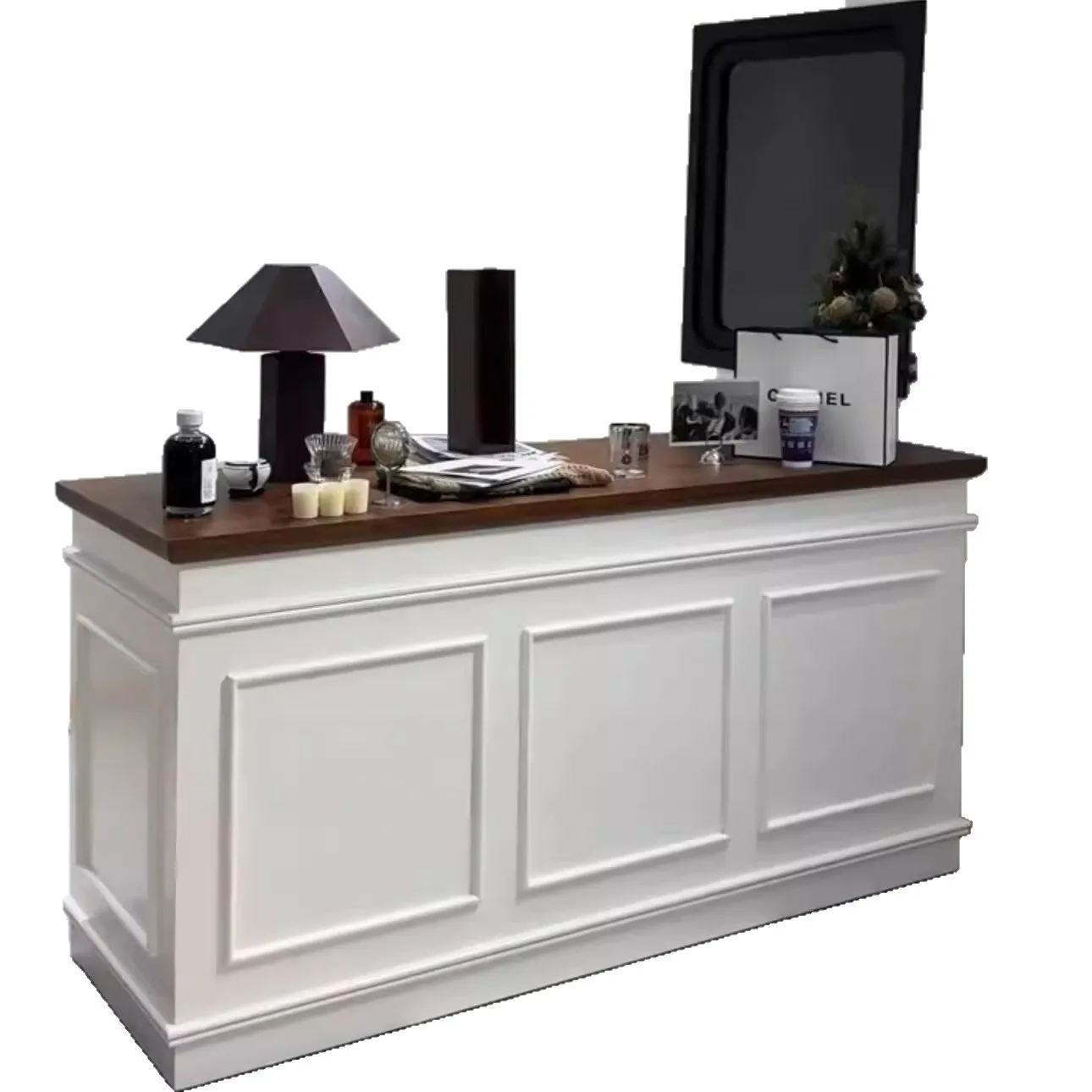 Retro style coffee shop water bar flower shop operation desk fruit shop checkout page company leisure bar corner front desk