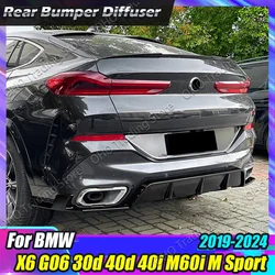 Car Rear Bumper Lip Splitter For BMW X6 G06 40i 30d 40d M60i 2019-2024 Diffuser Side Corner Protector Spoiler Body Kits