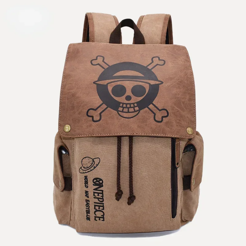 New One Piece Naruto Anime Sports Simple Backpack Shoulder Bag Primary and Secondary School Students Canvas School Bag Gift