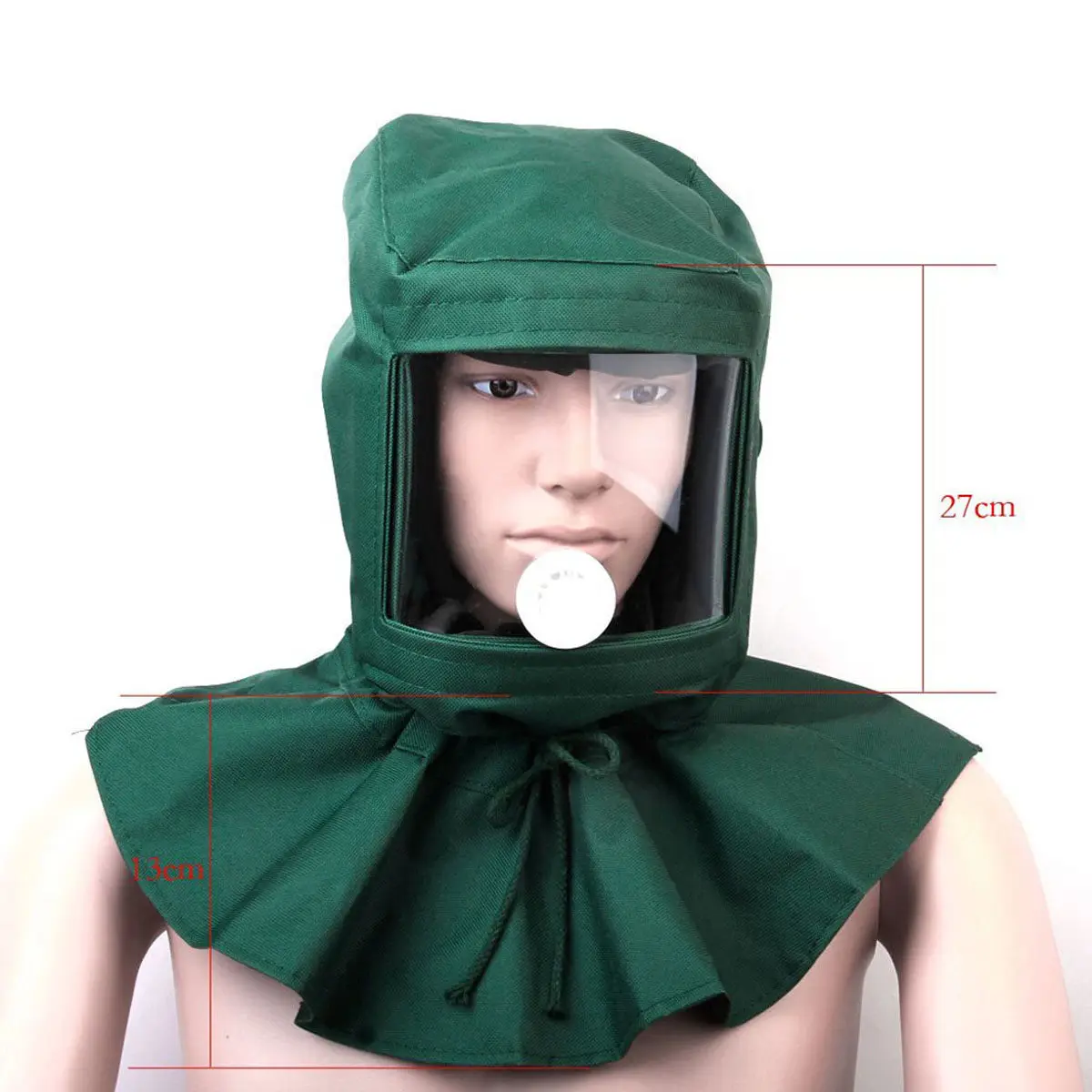 Sandblaster Mask Sandblasting Hood Green Canvas Acrylic Lens Lightweight Breathable Protective Windproof Dust Grinding Polishing