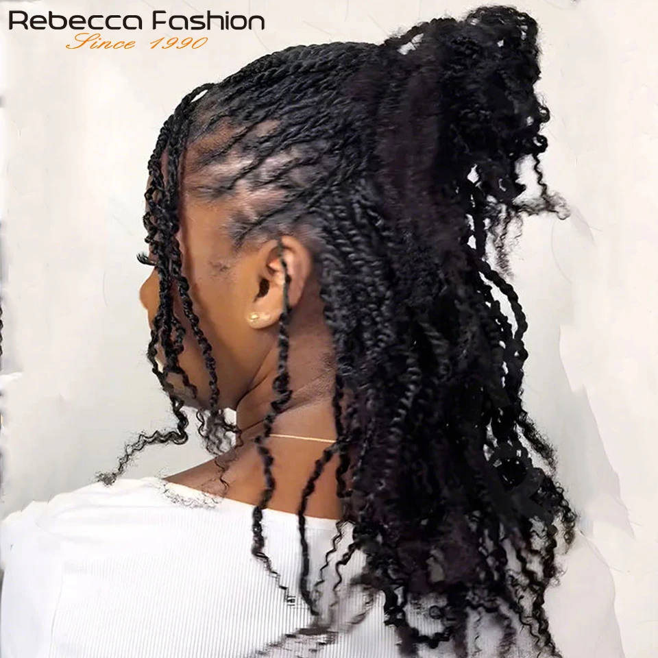 Rebecca Afro rizado Twist Crochet trenzado cabello 100% extensiones de cabello humano QVR cabello humano rizado a granel 50 g/paquete Afro rizado a granel