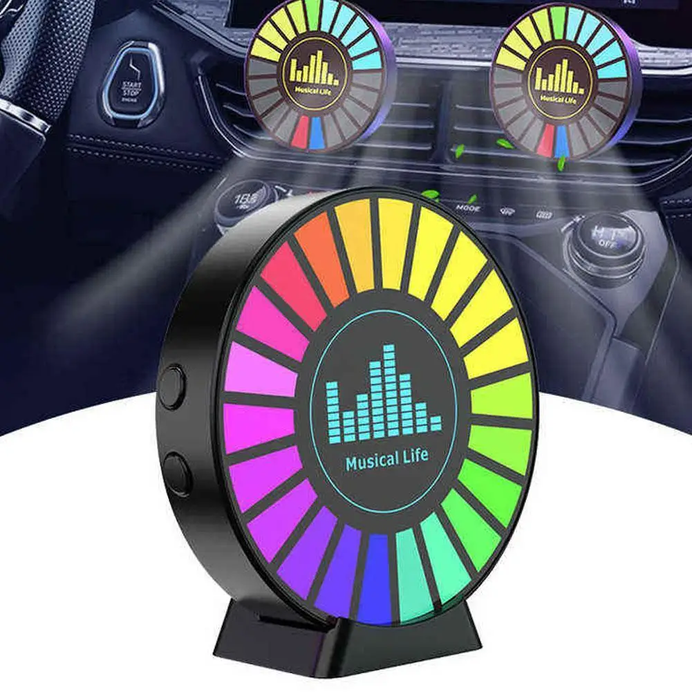 

Smart RGB Pickup Lights LED 3D Ambient Lamp Sound Control Music Rhythm Lights Air Freshener for Car Gaming TV Creative Decora