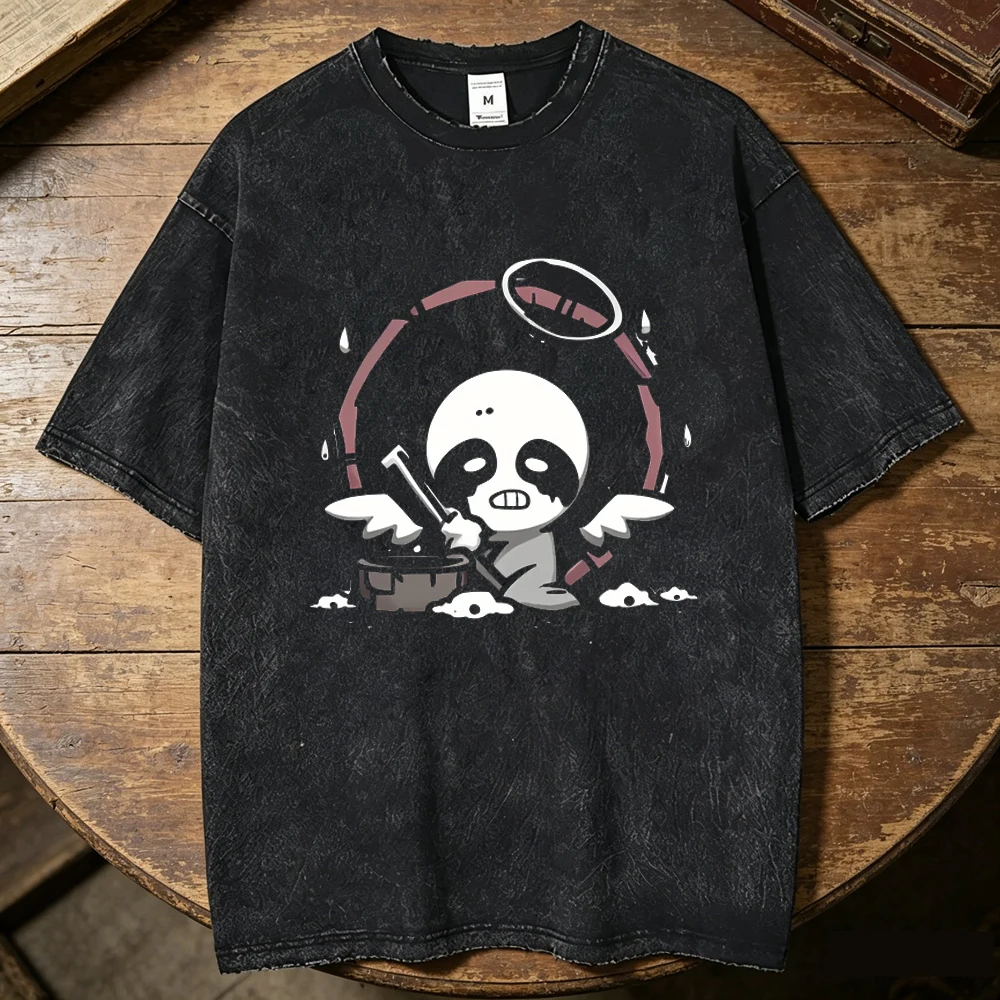 the Binding of Isaac Vintage Washed cotton teen Comfortable aesthetic anime t-shirt anime Digital Comfortable streetwear graphic