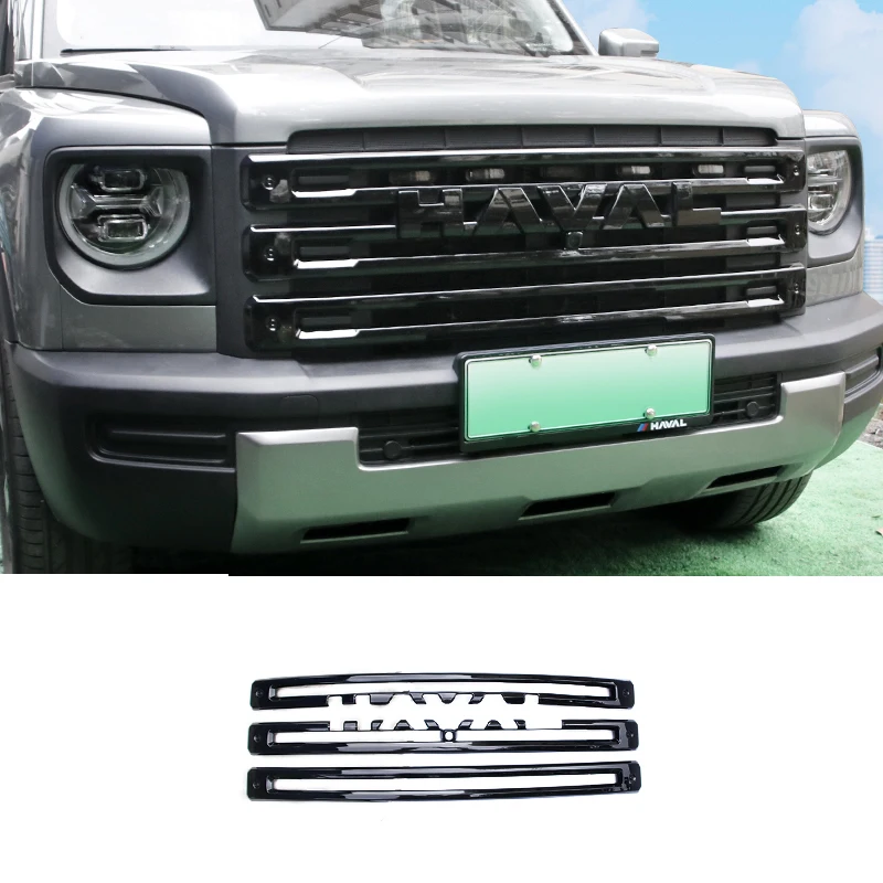 Car Front Net Grille Grid Black Trim Strip Fit For Great Wall Haval Raptor Meng Long 2023 2024 Exterior Modification Accessories