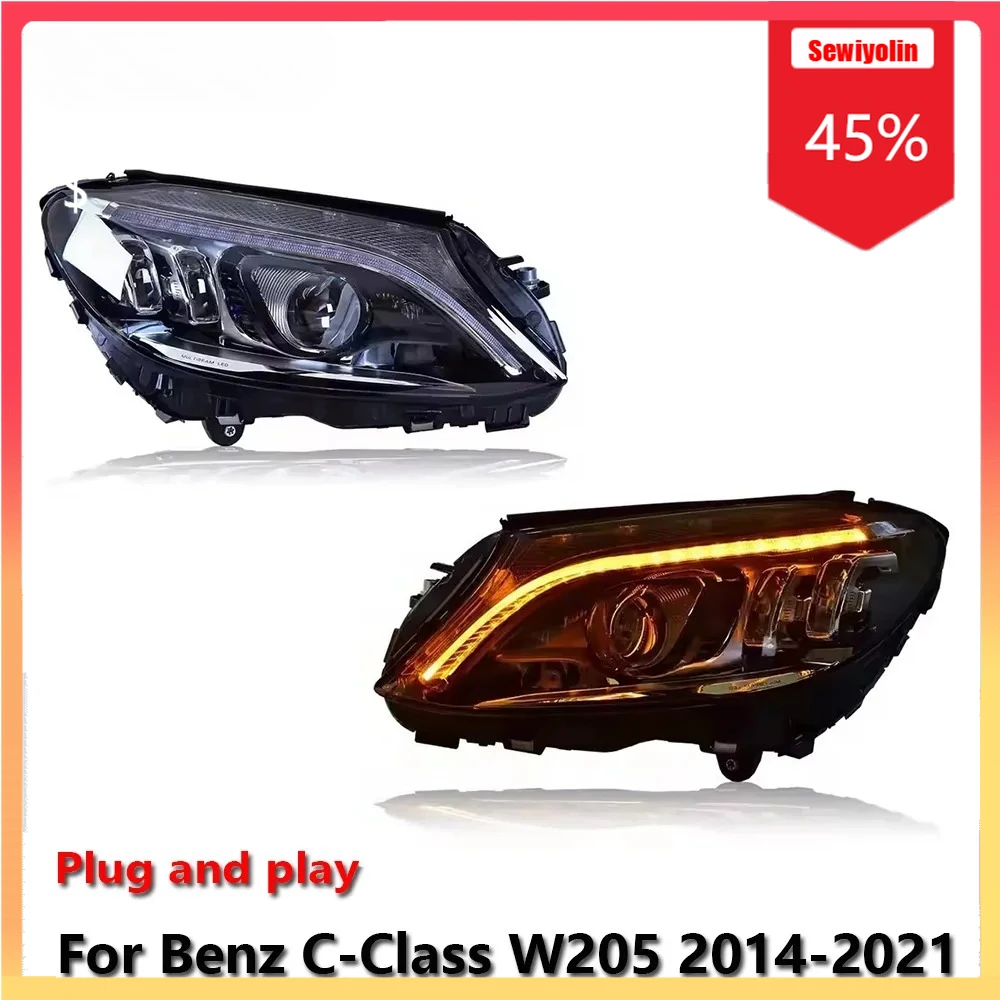 

Car Lamps Headlight Assemblies For Benz C-Class W205 2014-2021 Fog DRL Brake Turn Signal Lamp Plug and Play