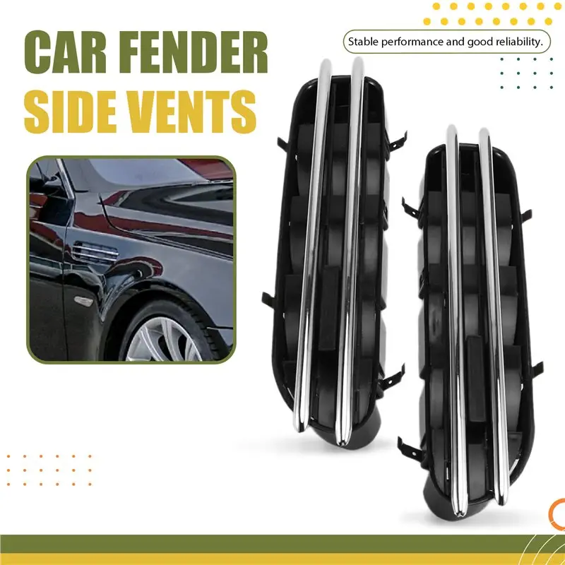 【القيمة】ل 2006-2010 E60 BMW M5 5 سلسلة سيارة درابزين الجانب تنفيس الجبهة الجناح غطاء مصبغة لوحة استبدال جزء 51137896849 5