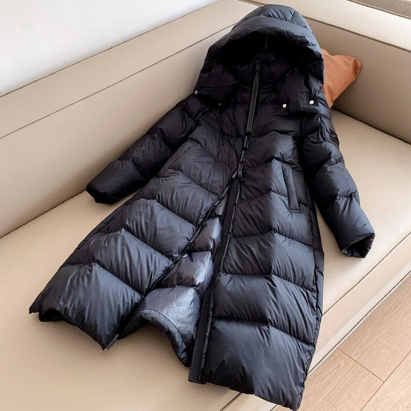 High end Thicken Goose Down Jacket Women's 2024 Winter New Casual Detachable Hooded Down Coats Female Warm Long Parka Overcoat