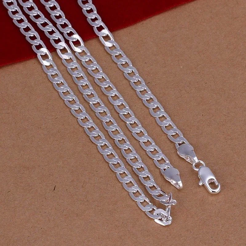 16-30inch 925 Sterling Silver Necklace Exquisite Luxury Gorgeous Charm Fashion  4MM Chain Women Men  Jewelry