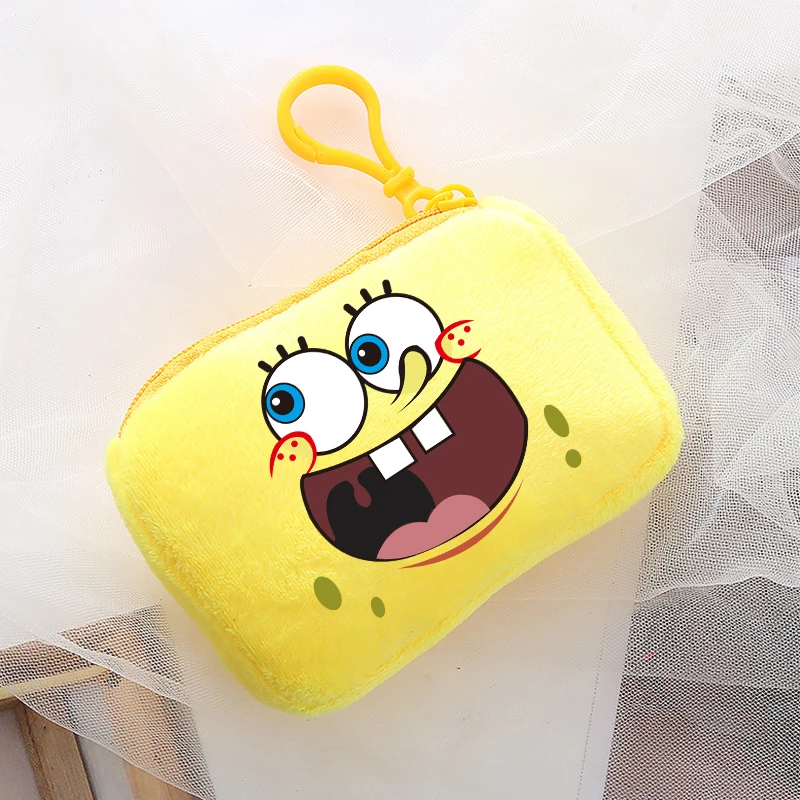 New Spongebob Plush Coin Purses Kawaii Cartoon Printed Storage Bags Cute Boys Girls Square Mini Handbag Children Birthday Gifts