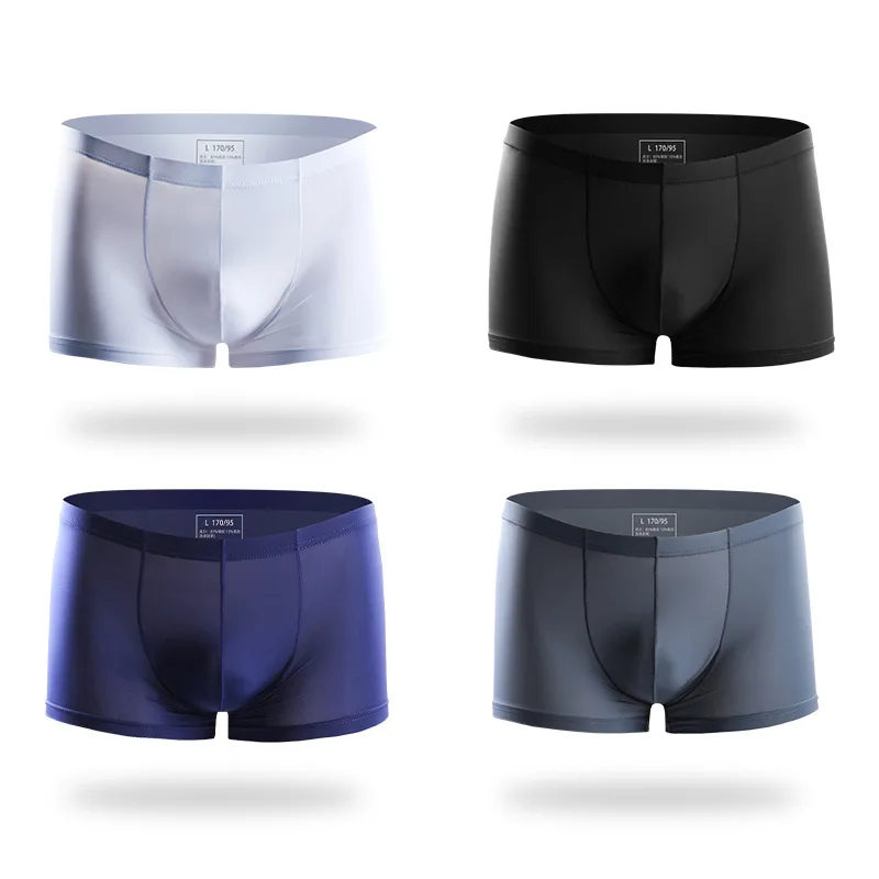 

5pcs Men's underwear ice silk ultra thin summer breathable men's boxer shorts flat briefs