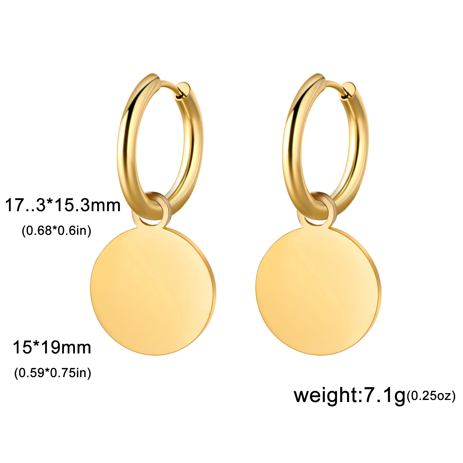 Skyrim Round Pendant Drop Earrings Women Stainless Steel Hoop Earrings Minimalist Fashion Jewelry Gift for Friends Wholesale