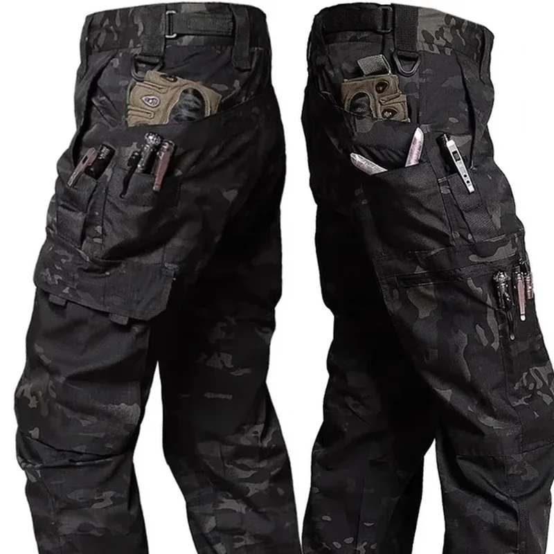 

Mens Cargo Pants Summer Tactical Cropped Trousers Hunting Outdoor Waterproof Multi-pocket Bermudas Pants Camo Ripstop Hiking