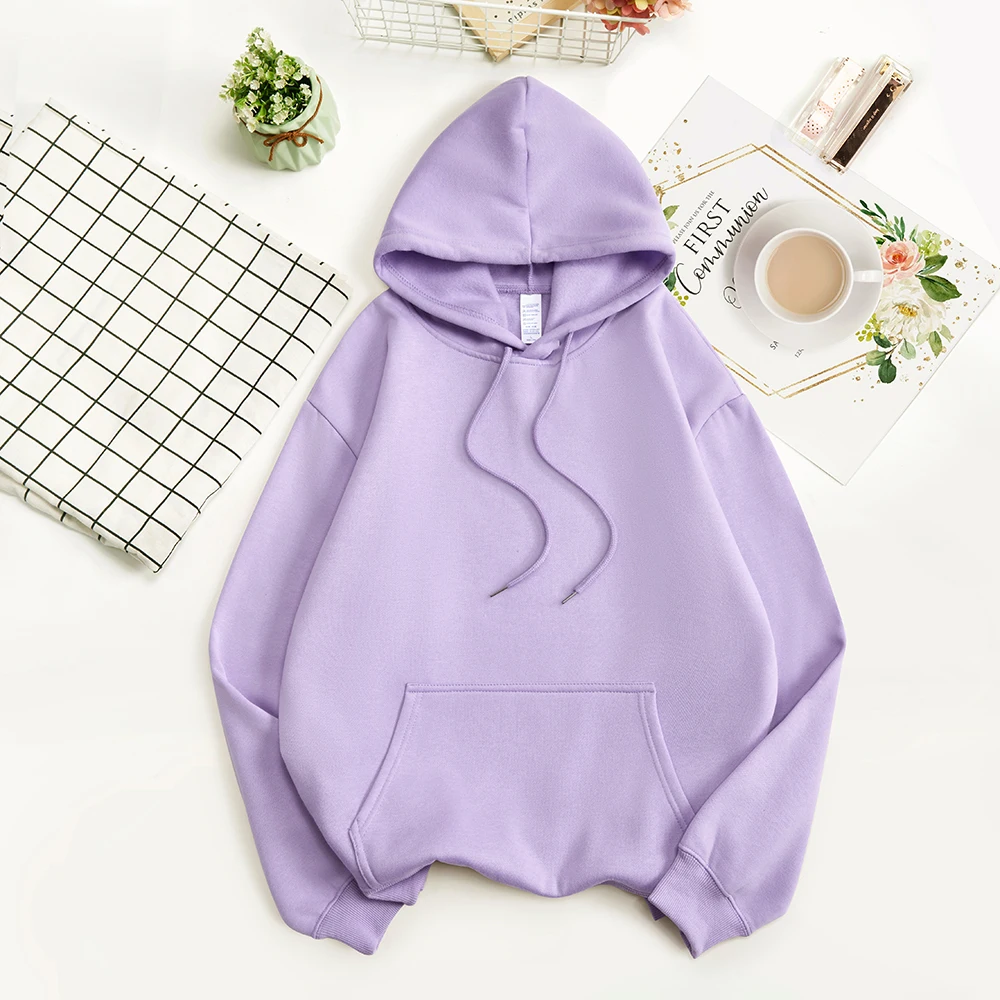 Women Solid Color Cotton Hoodies Multicolor Comfortable Sweatshirts For Female All-Match Fashion Streetwear Casual New Pullovers