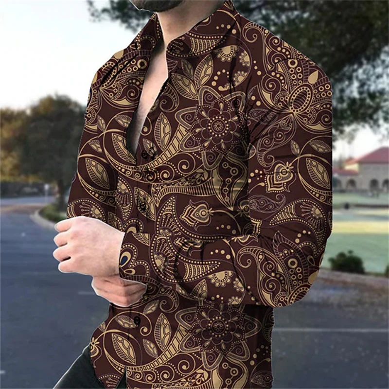 New Hawaiian Animals Luxury Designer Men\'s Shirt Single Breasted Top Casual 3D Printed Long Sleeve Gentlemen\'s Clothing Shirt